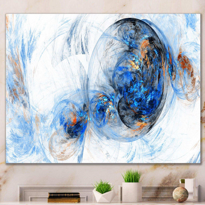 Colored Smoke Dark Blue - Modern Bedroom Wall Art