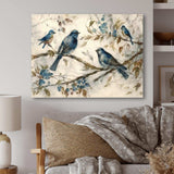 Four Vintage Blue Birds On A Branch IV