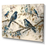 Four Vintage Blue Birds On A Branch IV