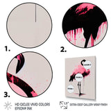 Watercolour Silhouette Of Pink And Black Flamingo I