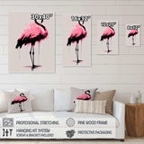 Watercolour Silhouette Of Pink And Black Flamingo I