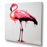 Watercolour Silhouette Of Pink And Black Flamingo II