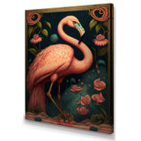 Vintage Pink Flamingo With Roses