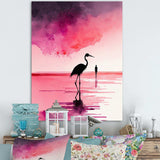 Watercolour Silhouette Of Pink And Black Flamingo III