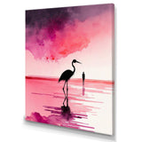 Watercolour Silhouette Of Pink And Black Flamingo III