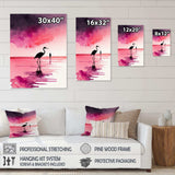 Watercolour Silhouette Of Pink And Black Flamingo III