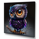 Cute Little Purple Owl On A Branch I