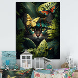 Cute Cat With Butterfly In Jungle Bushes III