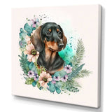 Cute Watercolor Dachshund With Flowers I