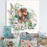 Cute Watercolor Dachshund With Flowers III