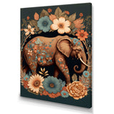 Retro Elephant Surrounded By Flowers I