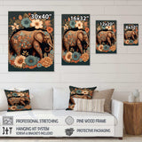 Retro Elephant Surrounded By Flowers I