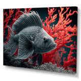 Tropical Fish  In A Red Deep Sea