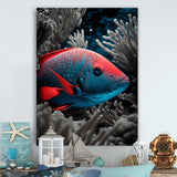 Mysterious Tropical Fish In Blue And Red V