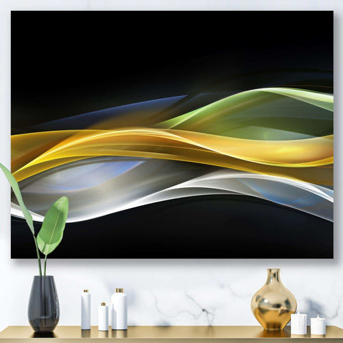 Gold Silver Straight Yellow Lines - Modern Canvas Wall Art