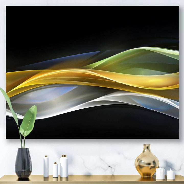 Gold Silver Straight Yellow Lines - Modern Canvas Wall Art