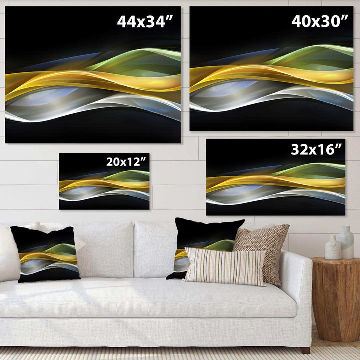 Gold Silver Straight Yellow Lines - Modern Canvas Wall Art
