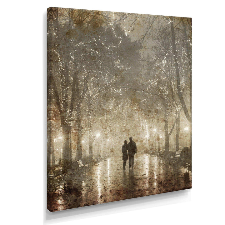 Couple Walking in Night Lights