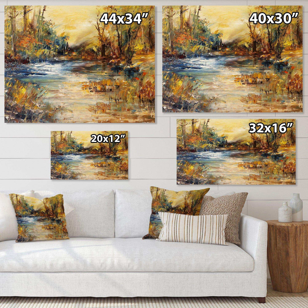 Stream in Forest Oil Painting