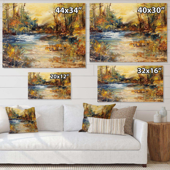 Stream in Forest Oil Painting