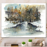 River in Woods Watercolor