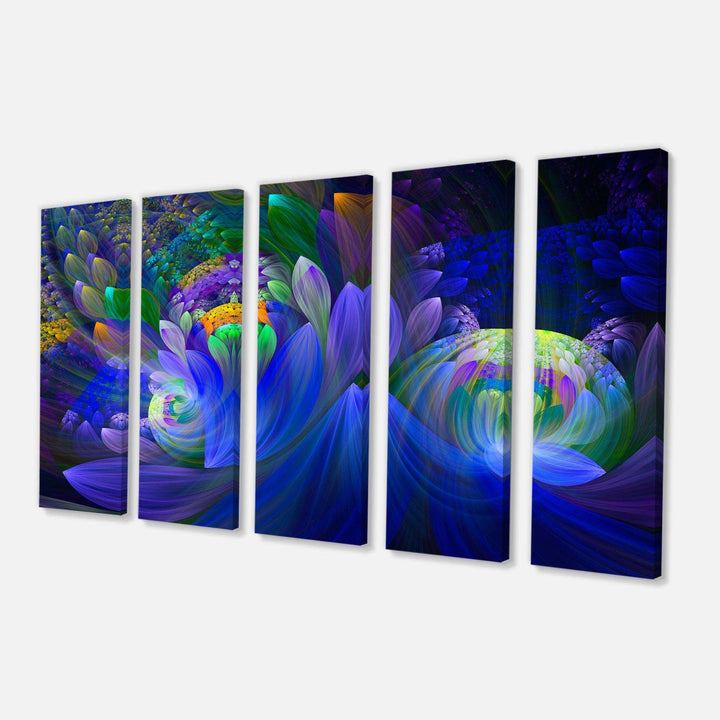 Blue Fractal Flower Bouquet Multi-Panels