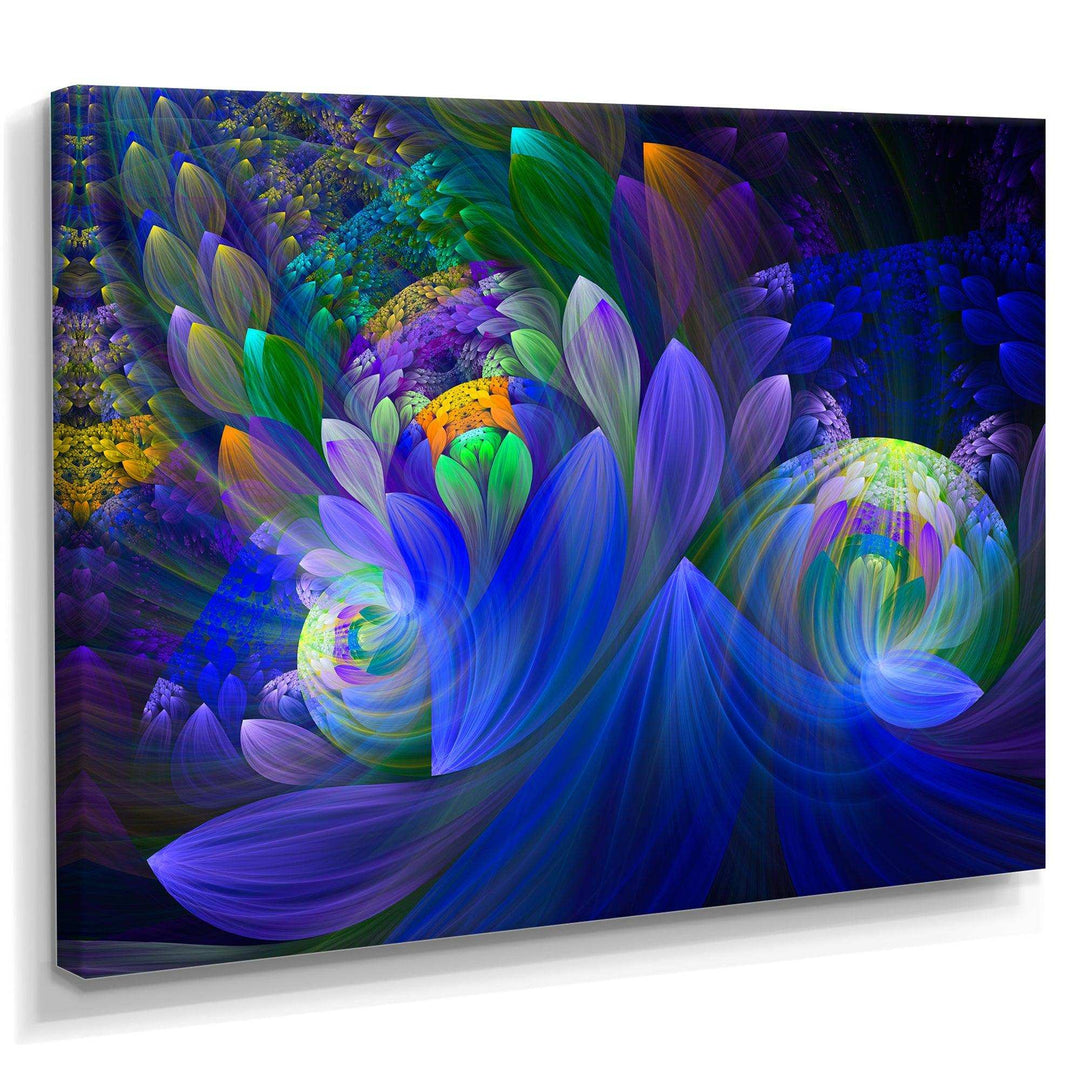 Blue Fractal Flower Bouquet - Modern Canvas Wall Art