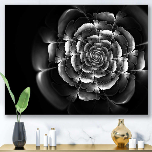 Fractal Silver Rose in Dark - Modern Living Room Wall Decor