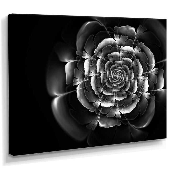 Fractal Silver Rose in Dark - Modern Living Room Wall Decor
