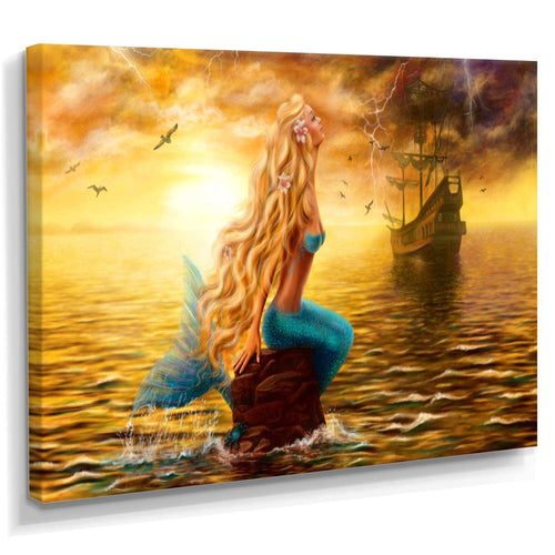 Sea Mermaid with Ghost Ship