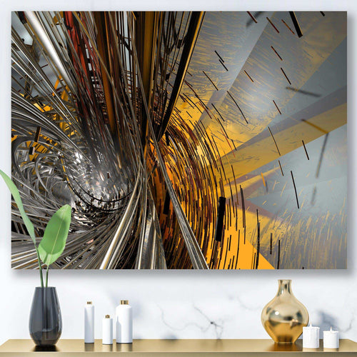 Fractal Yellow Connected Stripes - Modern Wall Art Prints