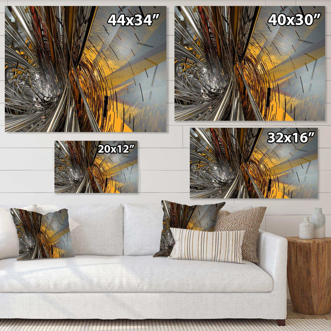 Fractal Yellow Connected Stripes - Modern Wall Art Prints