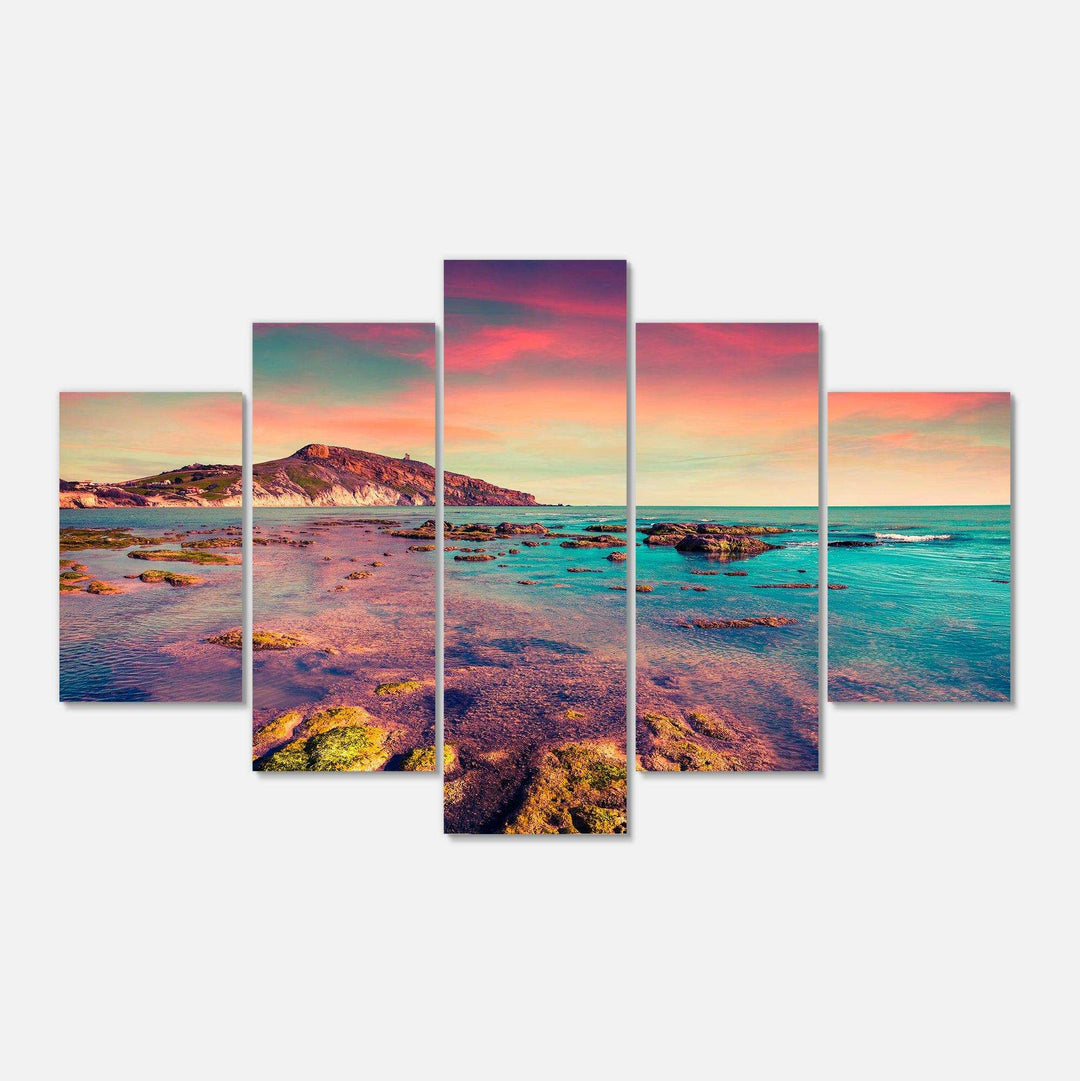 Giallonardo Beach Colorful Sunset Multi-Panels