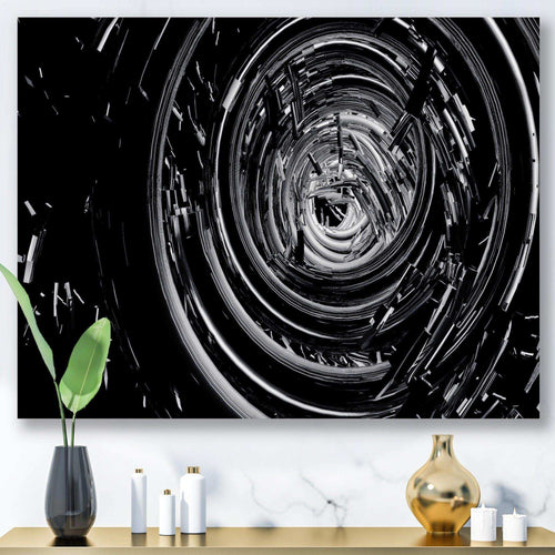 Fractal Black Whirlwind - Modern Canvas Wall Art
