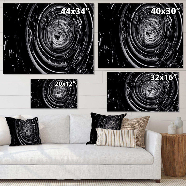 Fractal Black Whirlwind - Modern Canvas Wall Art