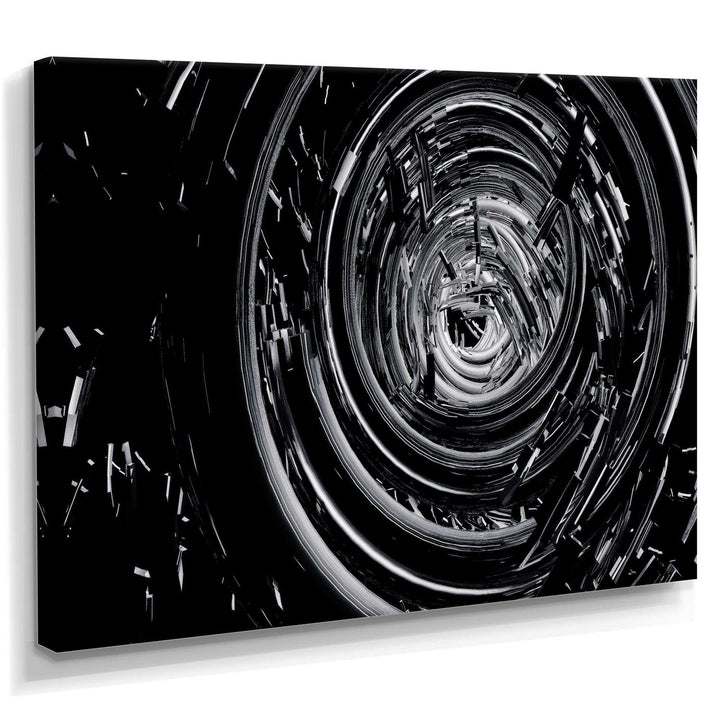 Fractal Black Whirlwind - Modern Canvas Wall Art
