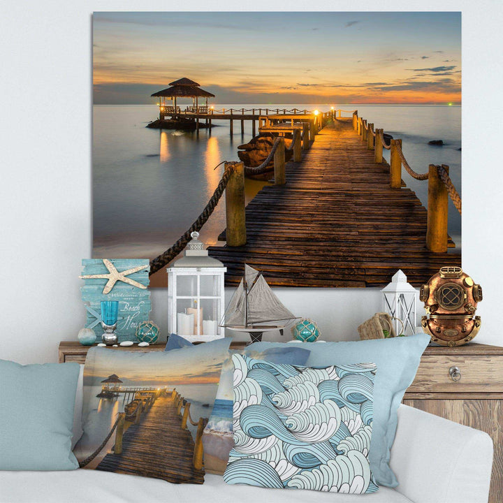 Brown Wooden Pier in Evening