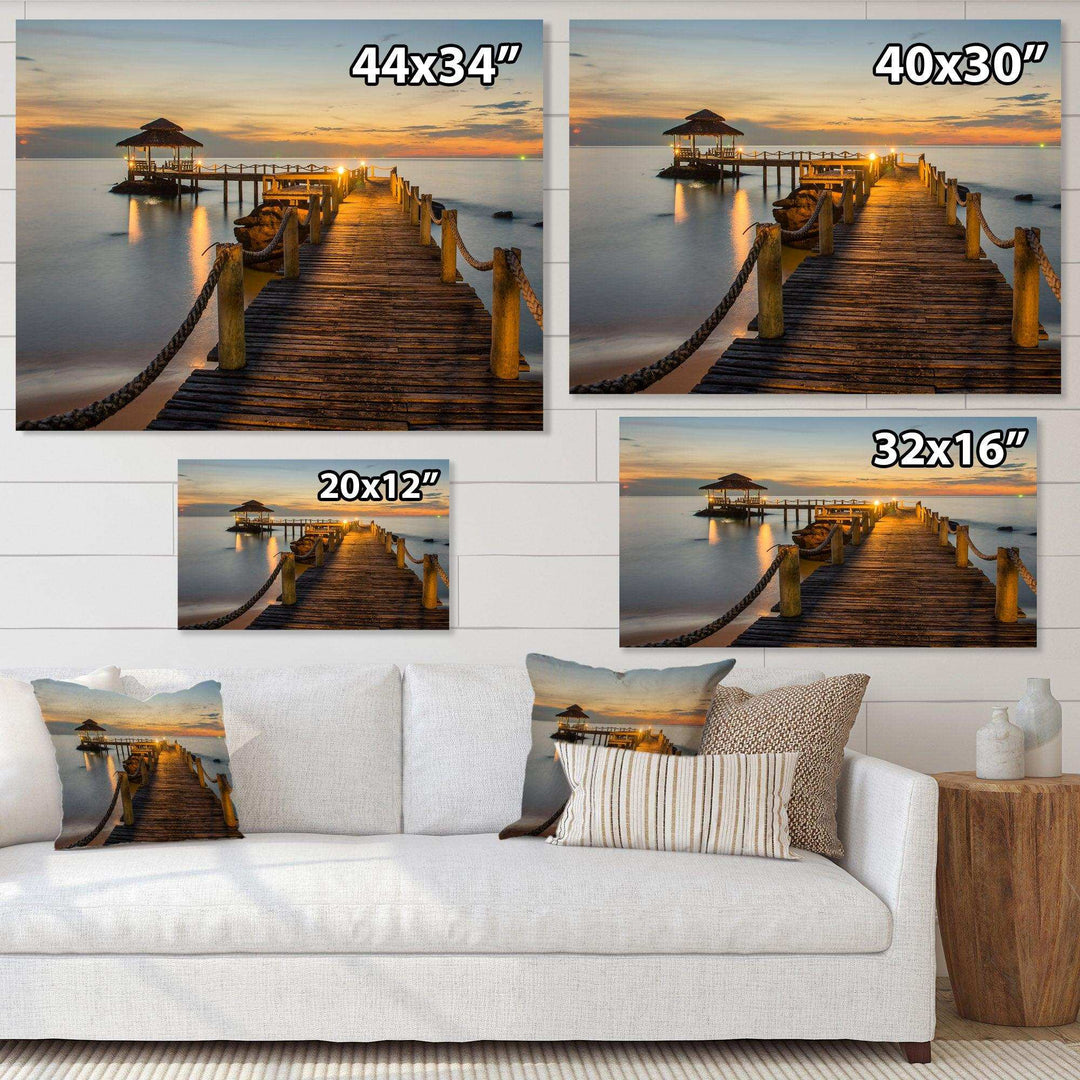 Brown Wooden Pier in Evening