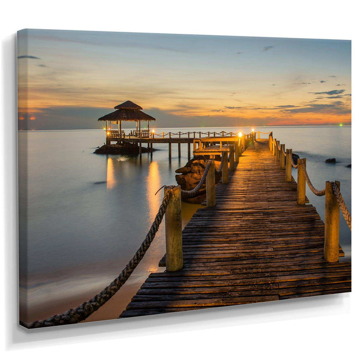 Brown Wooden Pier in Evening