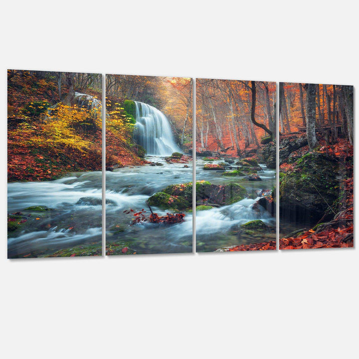 Autumn Mountain Waterfall Long View Multi-Panels