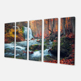 Autumn Mountain Waterfall Long View Multi-Panels