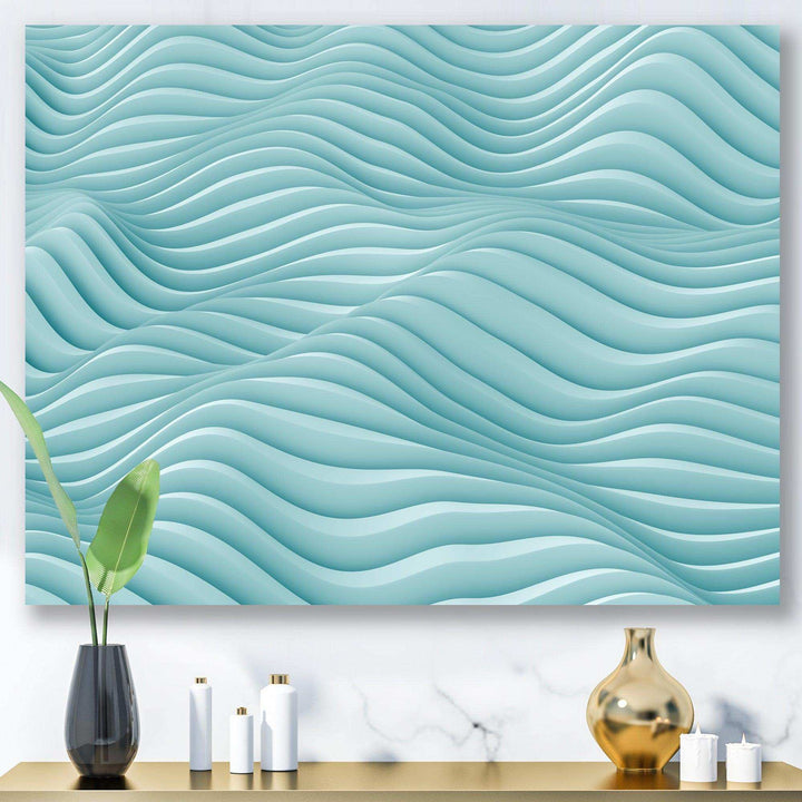 Fractal Rippled Blue Waves - Modern Bedroom Wall Art
