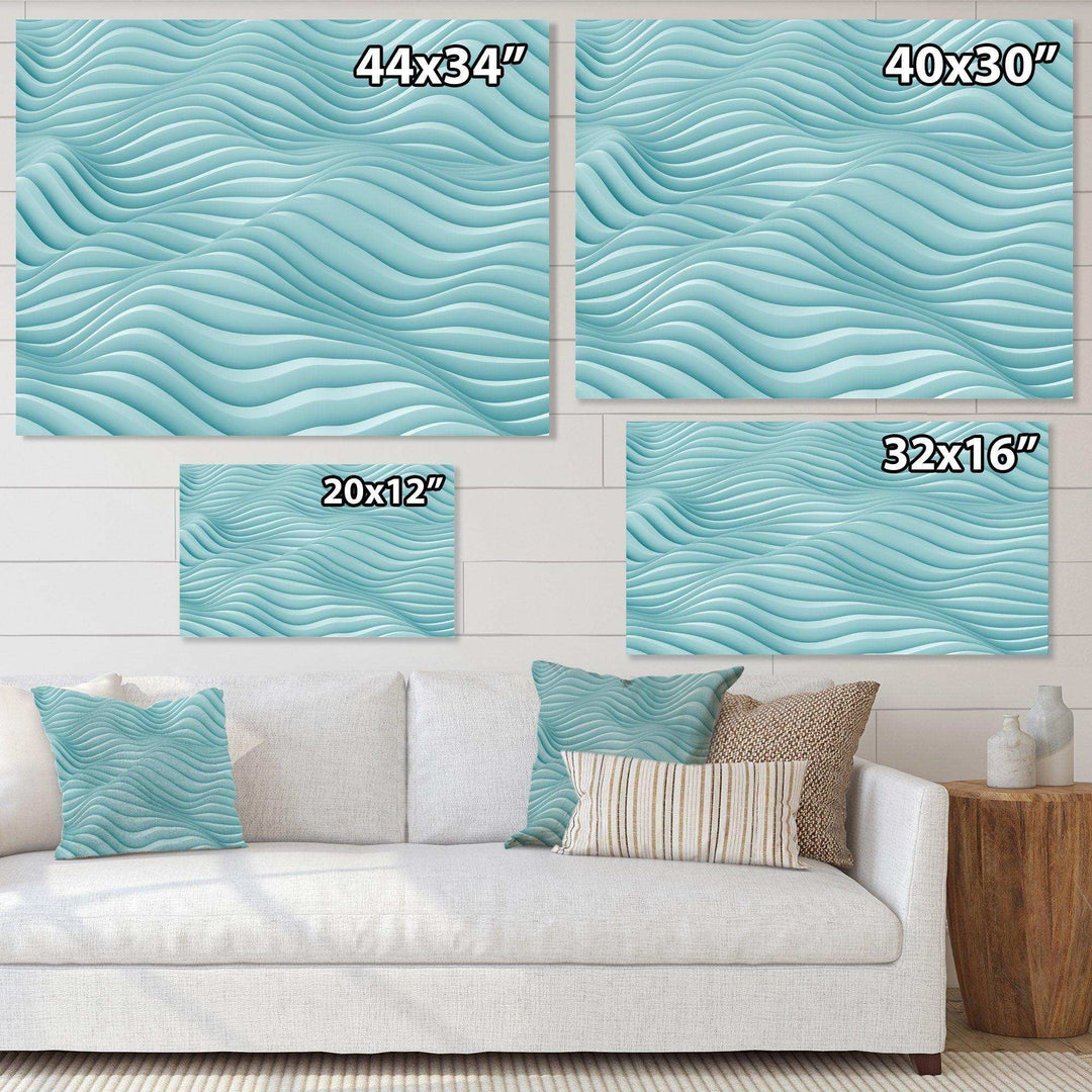 Fractal Rippled Blue Waves - Modern Bedroom Wall Art