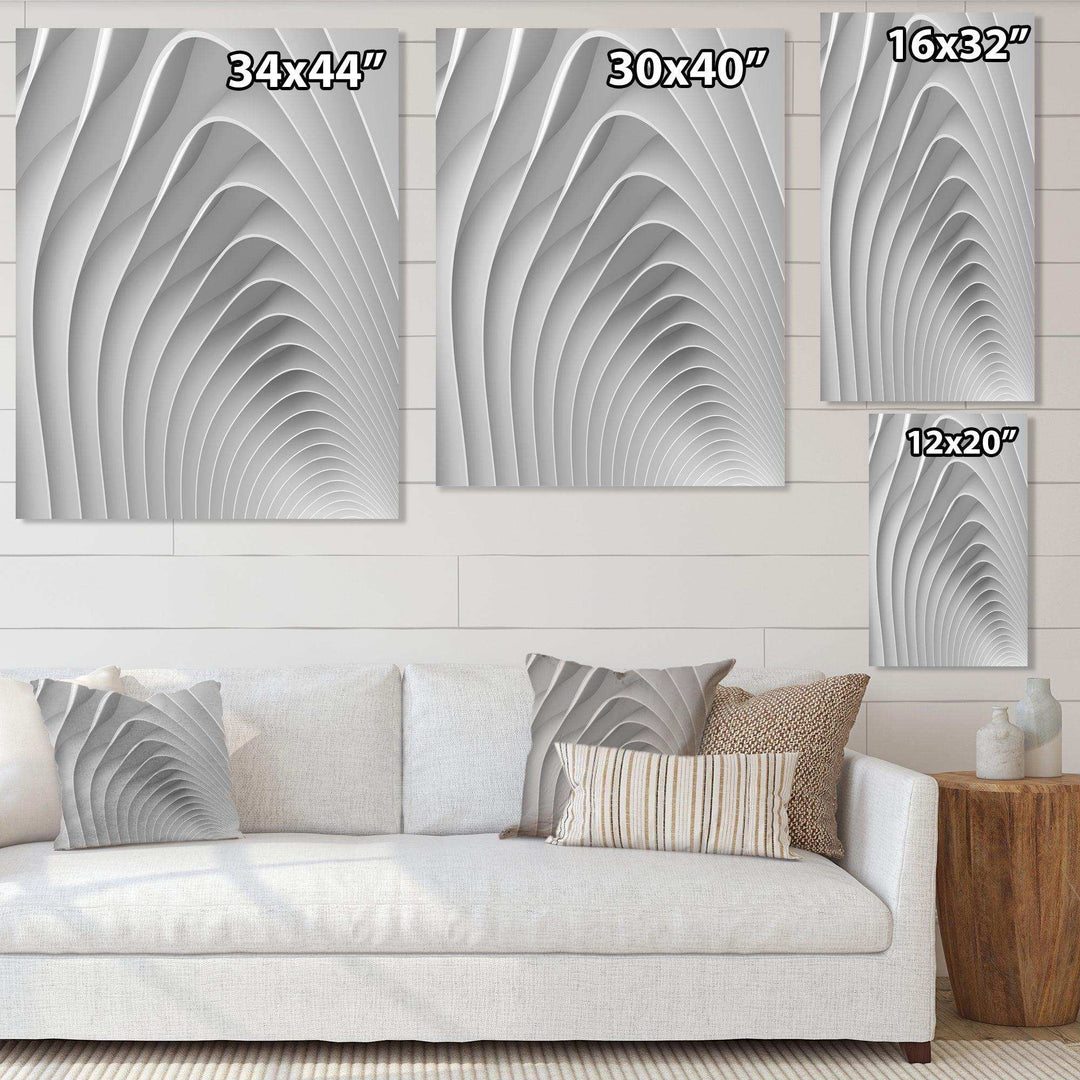 Fractal Bulgy White Waves - Modern Bedroom Wall Art