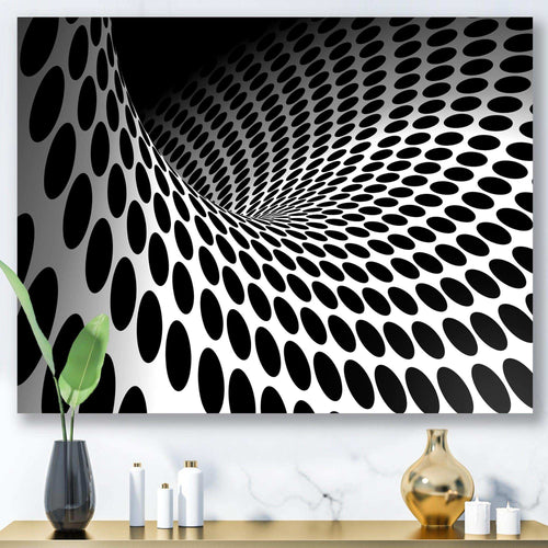 Waves and Circles Black n White - Modern Bedroom Wall Art