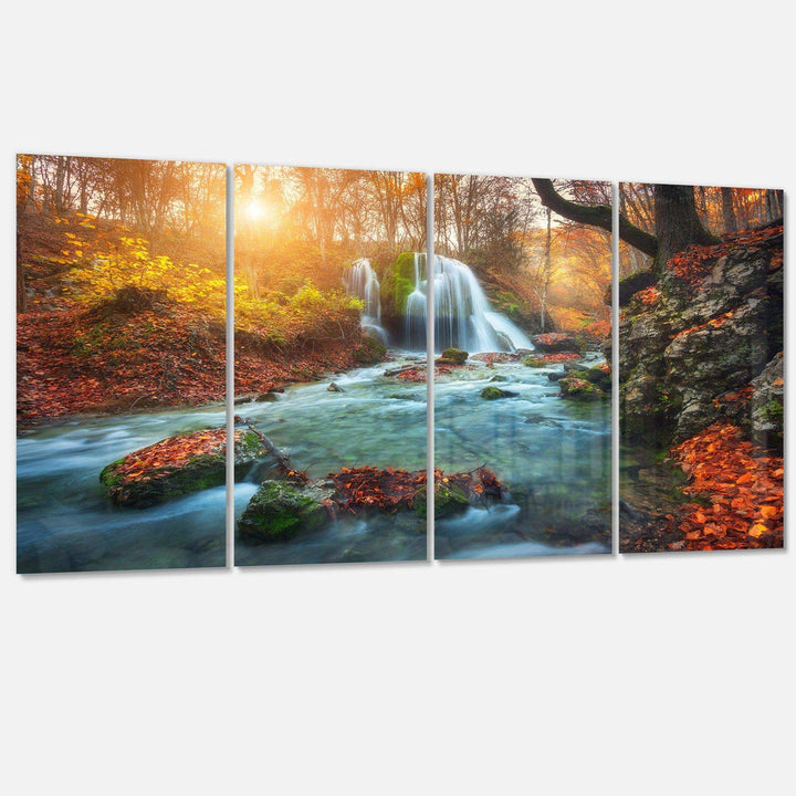 Fast Flowing Fall River in Forest Multi-Panels