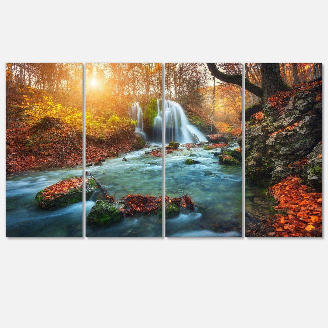 Fast Flowing Fall River in Forest Multi-Panels