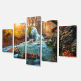 Fast Flowing Fall River in Forest Multi-Panels