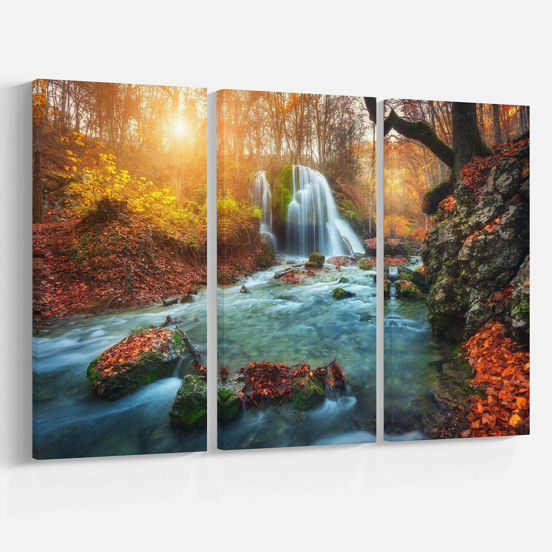 Fast Flowing Fall River in Forest Multi-Panels