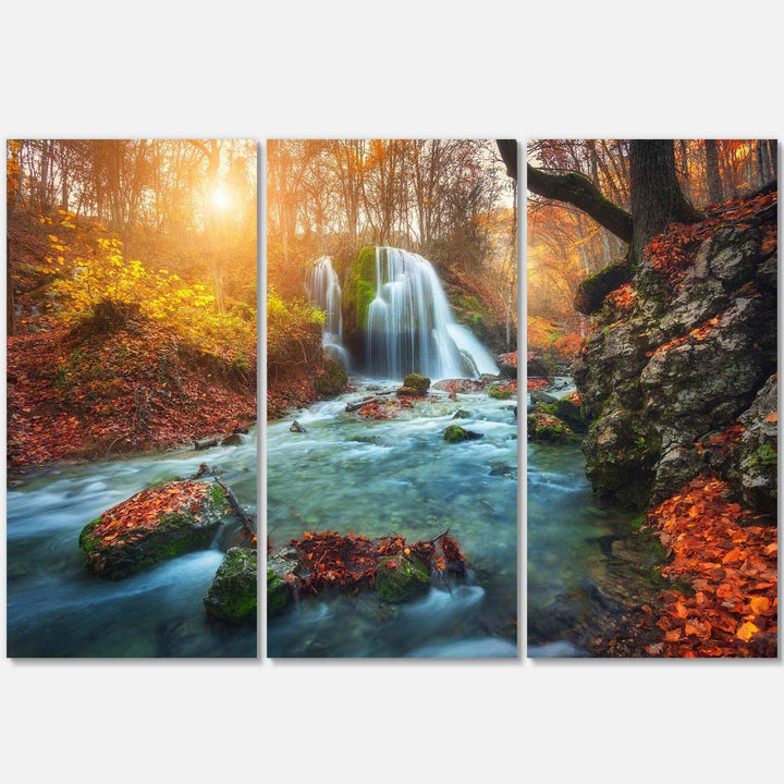 Fast Flowing Fall River in Forest Multi-Panels